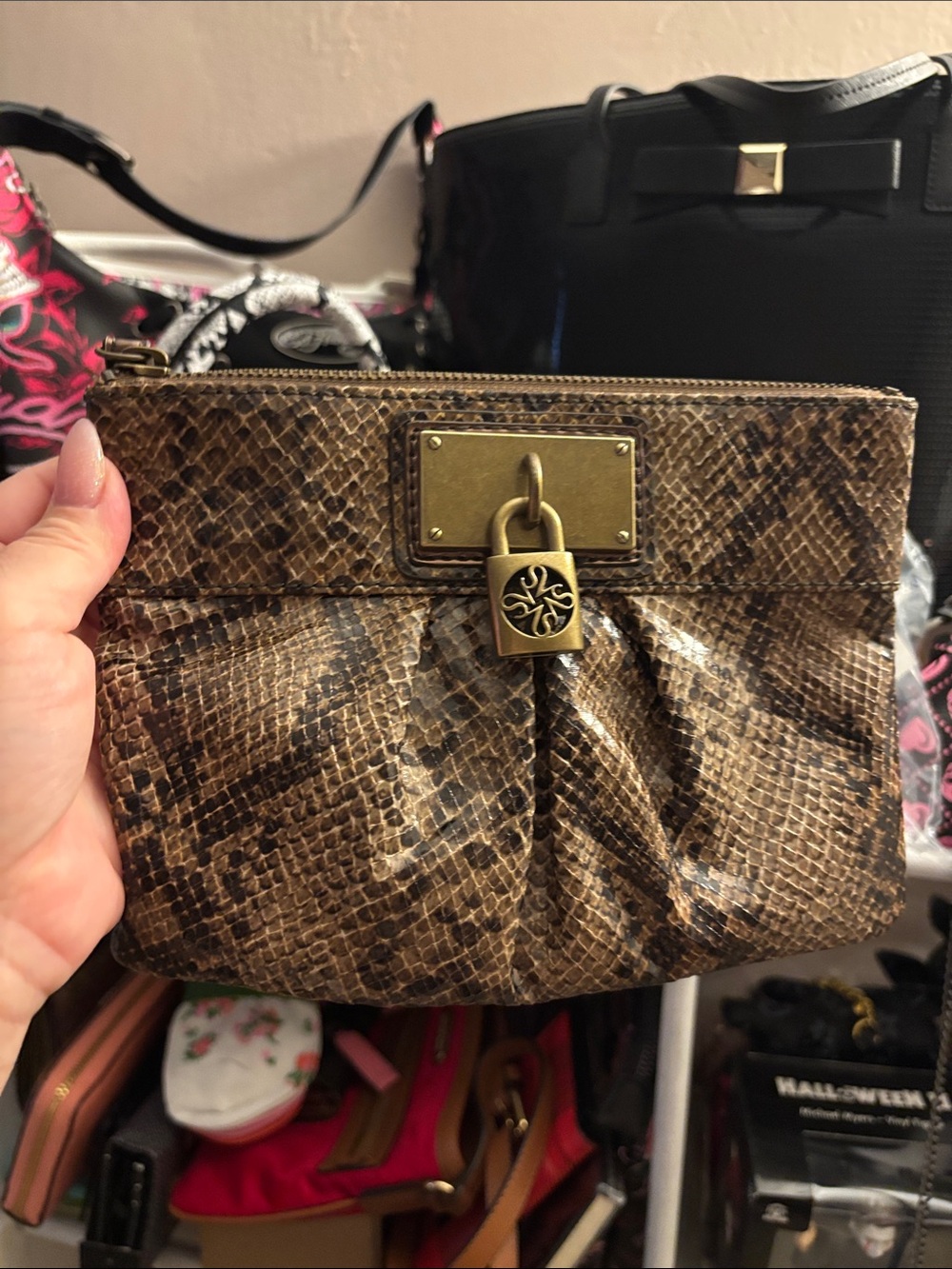 Simply Vera Wang Snake Print wristlet NWOT